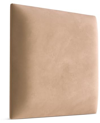 Muralo Wandkissen Gepolstert, Magic Velvet, Wandpolster - 30x30 cm, Beige | Wandpaneel, ideal als Bettkopfteil oder Lendenkissen - für Schlafzimmer und Wohnzimmer, einfache Anbringung mit Montagekleber