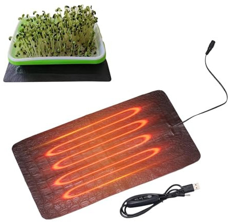 Tapis chauffant pour plantes | 8,5 W professionnel étanche pour plantes | Coussin chauffant hydroponique chaud USB, chauffage uniforme, 3 réglages de température