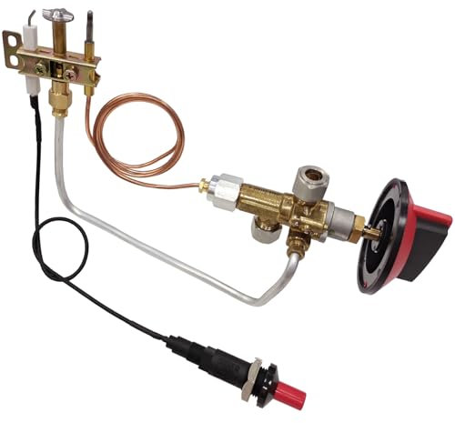 MCAMPAS LP Gas Safety Valve with Pilot Burner.Thermocouple.Piezo Igniter DIY Kit Assembly for Pizza Oven,Fireplace.Range Oven