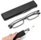 MMOWW Ultra thin Reading Glasses TR90 Lightweight for Men Women Blue Light Blocking Compact Computer Readers Portable Unique Stretchable Slim Flat case Black (Grey, +1.5)