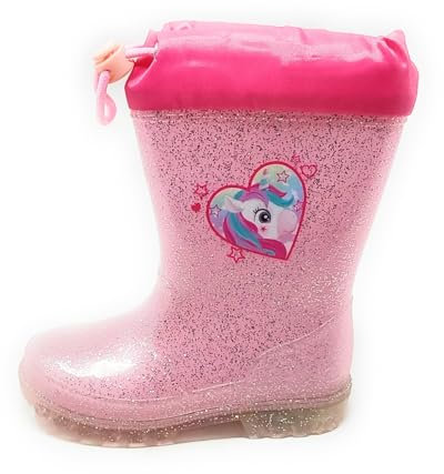 Generico Stivale da pioggia Unicorn con luci modello S8010052S Unicorno rosa per bambina (0044 rosa, Sistema Taglie Calzature EU, Bambino Piccolo (2-5 anni), Numero, Media, 27)