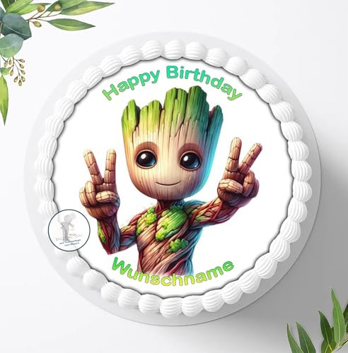 Tortenbild, Zuckerbild zur kompatibel: Groot Personalisiert mit Wunschname, Essbares Foto für Torten, Tortenbild zum Geburtstag, Tortenaufleger Ø 20cm - 1756z