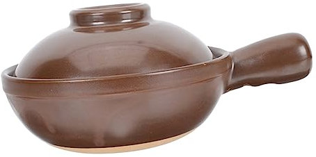 TOPBATHY Olla Para Guisar Cazuela Casera 950 Ml Barro Cocido Resistente Altas Temperaturas Asa Lateral Para Cocina Casera Arroz Fideos Utensilios De Cocina Tapa