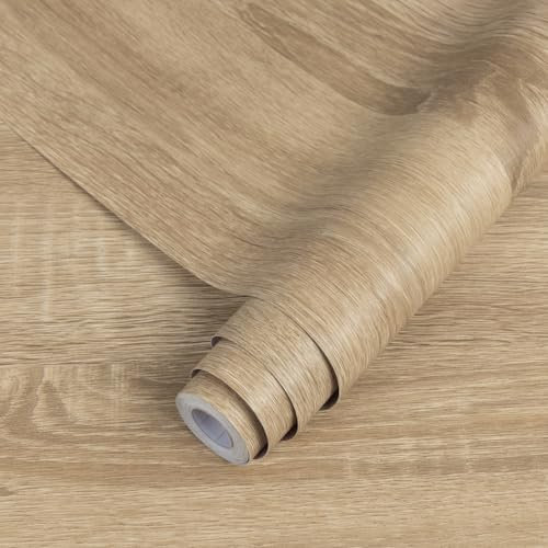 Decoroom Vinilo Adhesivo Muebles Madera Efecto 40x300cm,Marrón Mate Papel Pintado Autoadhesivo Impermeable Papel Adhesivo para Muebles Decorativa Cocina Encimeras, Armario,Mesa,Puerta