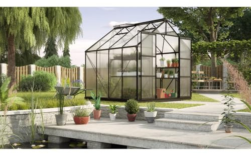 Vitavia Gewächshaus Uranus 6700, schwarz, 6,7 m², 4 mm HKP | Wetterfestes & stabiles Treibhaus | Perfekt für Gemüse & Pflanzen | Robust & langlebig