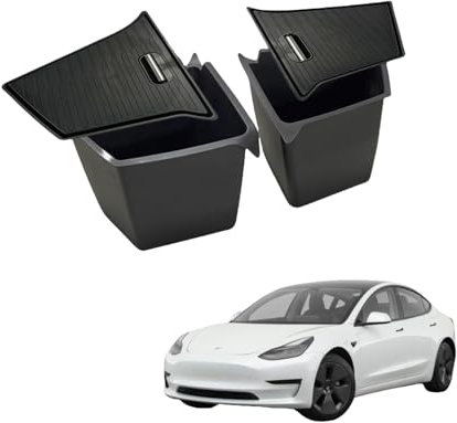 DYQCD Set of 2 Car Trunk Side Storage Bins for Tesla Model 3 Y Trunk Organizer Box Waterproof Odorless TPE Interior Accessories,ModelY
