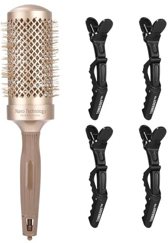 Rundbürste zum Föhnen,Rundbürste Groß,Haarbürste Rund und Rutschfestem Griff,Garden Rundbürsten Verbessert die Textur für Glänzende und Frizzfreie Blowouts,Lockenbürste Curly Hair Brush 53MM