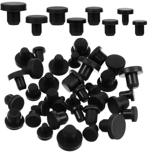 JJUNW 80 Stück Gummistopfen Silikon, Rund Verschlussstopfen in 8 Größen Weicher Flexibler Stopper Schwarz Blindstopfen Gummi für Löcher Mit 4-9.5mm Innendurchmesser Flaschen Rohre