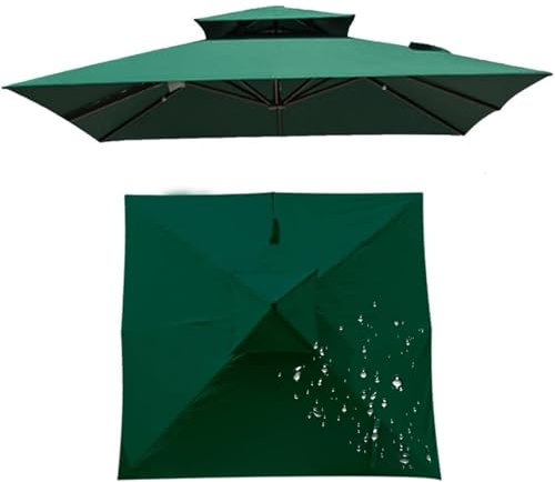 BLGVGKLPNT 2.5x2.5m/300x300cm Quadratisch Sonnenschirm Ersatzbezug Ampelschirm-Abdeckung 8 Streben UV 50+ Sonnenschirm Ersatz Stoff,Square Patio Umbrella Replacement Canopy (Grün,3×3M(9.8ft×9.8ft))
