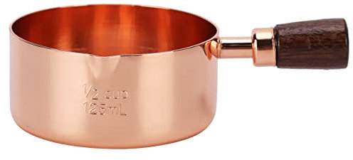 Measuring Cups Spoons,Copper Plated Metal Measuring Scoop with Thickened Wooden Handle,Cookware Tools for Home Kitchen Cooking and Baking(1/2cup)