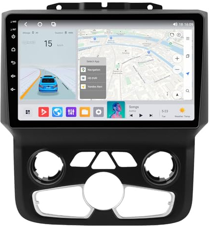 Per aggiornamento radio Ram 1500, stereo Android per Dodge Ram 1500 2500 3500 2013-2019 Kit di sostituzione automatico dell'unità principale AC, 9 pollici 8 Core 2+32 GB Touch Screen Car-Play/Android