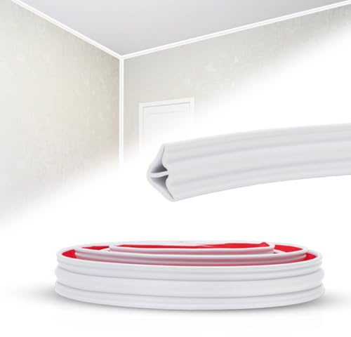 Flexible Zierleisten Selbstklebend Deckenleisten 42mmx30mm, Stuckleisten Wand Decke, Abschlussleiste Küchenarbeitsplatte, Ideal Für Wohnzimmer, Küche, Badezimmer, DIY Heimwerker(Weiß-6M)