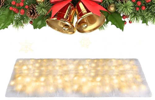 Fierudeng Weihnachts Schneedecke Mit LED Beleuchtung,Weiche Beleuchtete Schneedecke Für Weihnachts| Kunstschnee Matte Tischdecke Faltbar 8 Beleuchtungsmodi Dekorationen,Für Feiertage Boden