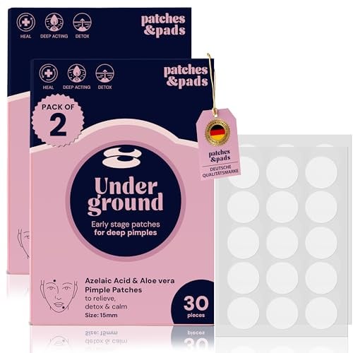 Patches & Pads – Pimple Patches & Akne Pflaster Kollektion – mit Wirkstoffen wie Salicylsäure, Zink & Vitamin C – gegen Pickel, Unreinheiten & Pickelmale (2er Pack, Underground)