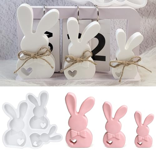 QEEYON Silikon Gießform Osterhase für Epoxidharz und Gips | DIY Bastelform zur Kerzenherstellung, Wiederverwendbar Silikonform Ostern Hase für selbstgemachte Osterdekoration