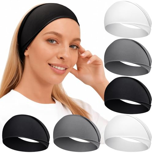 Loiluliy Stirnband Damen Sport, 6 Pack Haarband Damen Herren Breit Stirnbänder Dünn, Elastisch Headband Unisex Hair Band Haarschmuck für Sport Laufen Gym Joggen Yoga Workout und Alltagsmode