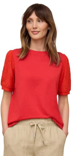Street One Studio T-Shirt mit Rundhals und Spitzenärmeln Chili red 46