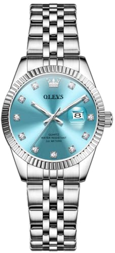 OLEVS Damenuhr Elegante Wasserdicht Klassische Frauen Uhr mit Quarzwerk, Modisches Design mit Datumsanzeige Leuchtzeiger Armbanduhr Damen Exquisites Design für Damen Schlicht Armbanduhren