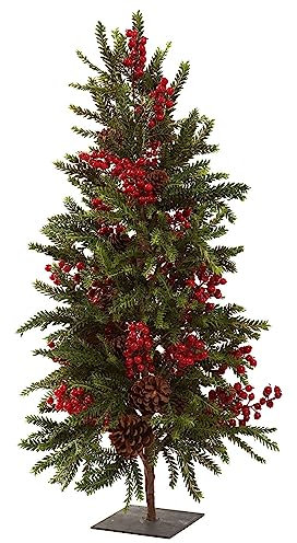 Nearly Natural 36in. Pine & Berry Artificial Christmas Tree