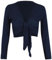 Womens Long Full Sleeves Ladies Stretch Bolero Cropped Cardigan Front Tie Knot Shrug Top Navy Blue 8-10