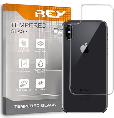REY Protecteur d'écran arrière pour iPhone X, Verre trempé, qualité supérieure