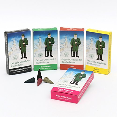 5 TLG. Spar Set Crottendorfer Räucherkerzen Weihrauch, Tanne, Zimt, Bunte Mischung und Vanille