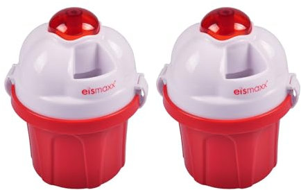 Eismaxx Eisbereiter 2er-Set Eiscreme Speiseeis Stieleis Pudding Eis - Automatischer Betrieb, Vielseitige Eisproduktion - Rot