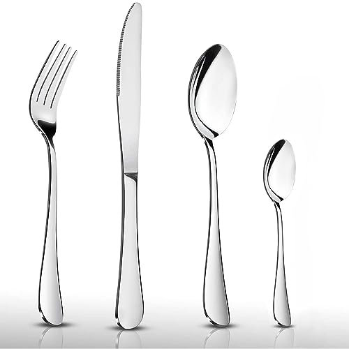 HaWare Cutlery Set, 32 Piece Stainless Steel Flatware Include Knife/Spoon/Fork, Mirror Polished Silverware, Service for 8, Dishwasher Safe - Party/Kitchen