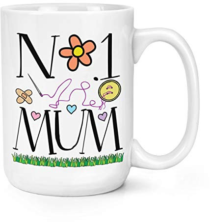 No.1 Mum Hearts 15oz Large Mug Cup