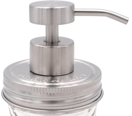 Mason Jar Lifestyle Satin/Brushed #2 Stainless Steel Soap Pump Lid | Hand Soap Pump Top/Lotion Dispenser Pump Replacement Lids for Mason Jars (Regular Mouth)