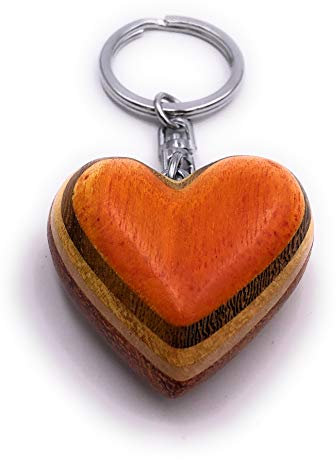 H-Customs Herz 4 Farben schichten Holz Edel Handmade Schlüsselanhänger Anhänger