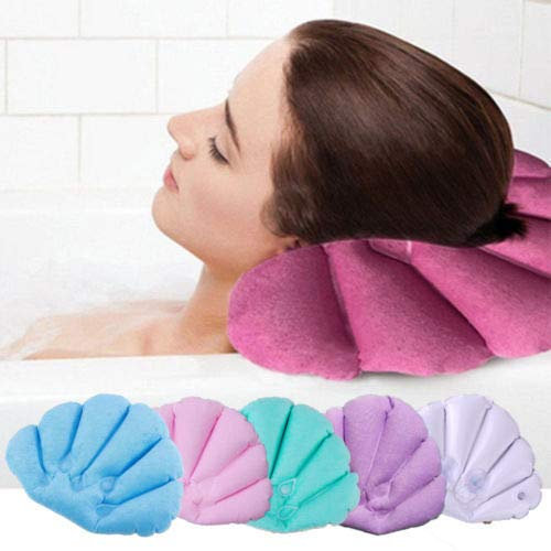 Dorime Beschränken 100 Bath Pillow Soft Home Spa Inflatable Bath Kissen Cups Shell Shaped Ausschnitt Badewanne Kissen PINK