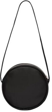 YONBEN Damen Rund Umhängetasche Mappe, Mode Kreis Crossbody Geldbeutel-Kupplungs-Handtasche (Schwarz/Nylon)