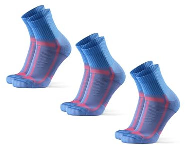 DANISH ENDURANCE Chaussettes de Running Longue Distance, Anti-Ampoules, Soutien Voûte Plantaire, 3 Paires, Bleu Clair, 39-42