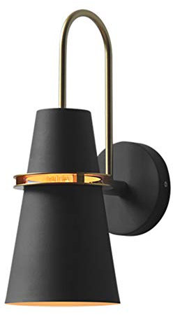 HJXDtech Bunte Horn Wandleuchte, E27 Nordic Modern Metall Wandlampe, Industriestil Messing Finish Nachtbett Lampe für Restaurant Gang Schlafzimmer Wohnzimmer - Schwarz
