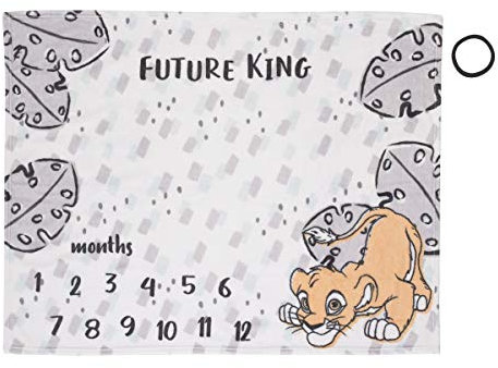 Disney Lion King Simba, Grey, White & Tan Super Soft Milestone Baby Blanket, Grey, White, Charcoal, Tan