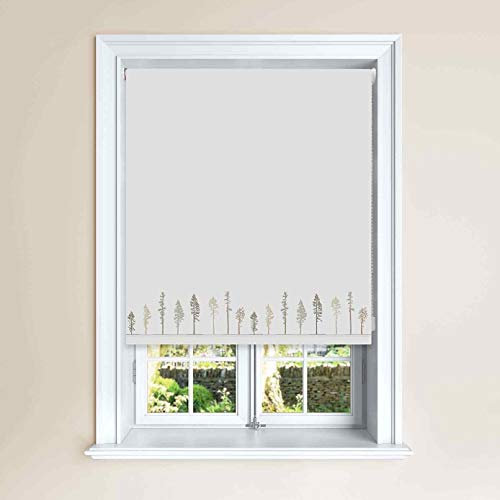 Lister Cartwright Tree Natural & Green Blackout Roller Blinds Child Safety Cut to Size Fixing Included Made to Measure (Natural, 60 x140 cm)