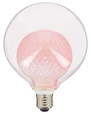 Ampoule Déco LED Double Verre Rose G125 Culot E27 - Ampoule Vintage E27 LED Angle Éclairage 320°- Ampoule LED E27 Vintage 3W 250 Lm - Ampoule Globe E27 LED Lumière Blanc Chaud - RFDEB125DVPINK Xanlite