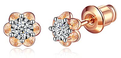 Rose Gold Flower Stud Earrings for Women