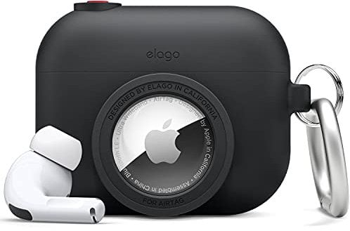 elago Snapshot Cover Compatible with AirPods Pro, Compatible with AirTags -Classic Camera Design, Drop Protection, Tracking Device Not Included(Black)