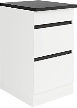 idealShopping GmbH Küchen Schubladenunterschrank mit Arbeitsplatte Luca U536-0+ in weiß matt 50 cm breit