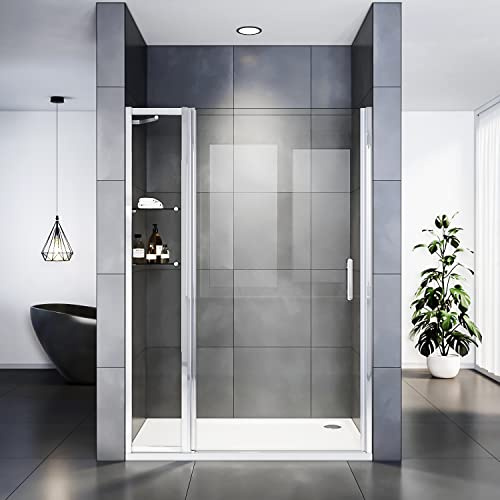 SIRHONA Porte de douche avec 2 Verre Étagères Paroi de Douche avec Panneau de 30cm Sécurité, Large 120 x 185 cm