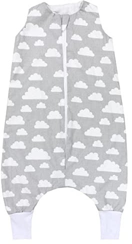 TupTam Baby Sommer Schlafsack mit Beinen 0.5 TOG OEKO-TEX zertifizierte Materialien unwattiert Unisex, Farbe: Wolken Grau, Größe: 92-104
