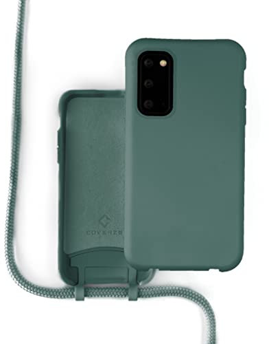Coverzs Silikonhülle mit Band - Dunkelgrün - Passend für Samsung Galaxy S20 FE