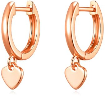 Philip Jones Rose Gold Plated Heart Charm Hoop Earrings