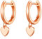 Philip Jones Rose Gold Plated Heart Charm Hoop Earrings