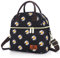 Hafmall Isolierte Lunchtasche für Damen, Kleine Kühltasche für Arbeit, Mittagessen Tasche mit Verstellbarem Schultergurt, Schwarz+Gänseblümchen