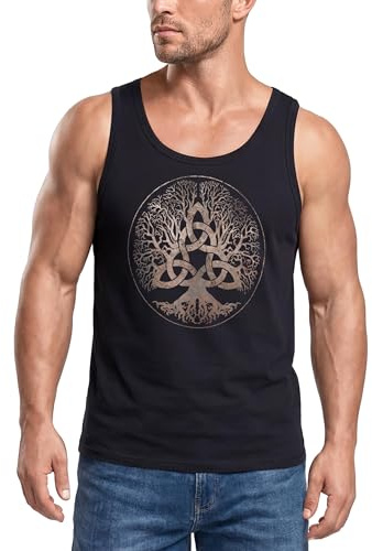 Neverless® Herren Tank-Top Wikinger Kompass Fenriswolf Fenrir Vegvisir Wolf Asgard Valhalla Muskelshirt Muscle Shirt