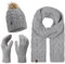 Rock Creek Winter Mütze mit Bommel Schal Set Geschenkset Wintermütze Winterschal Winterhandschuhe Herrenmütze Damenmütze U-101 Grau Einheitsgröße