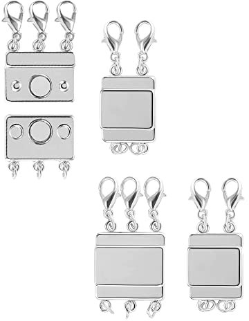 KISSPAT 4 pezzi Fermagli per Collana Magnetici a Strati, Fermaglio Bianco Connettori per Collana Magnetici Fermagli a Più Fili per Bracciali a Strati Collane Gioielli Artigianato